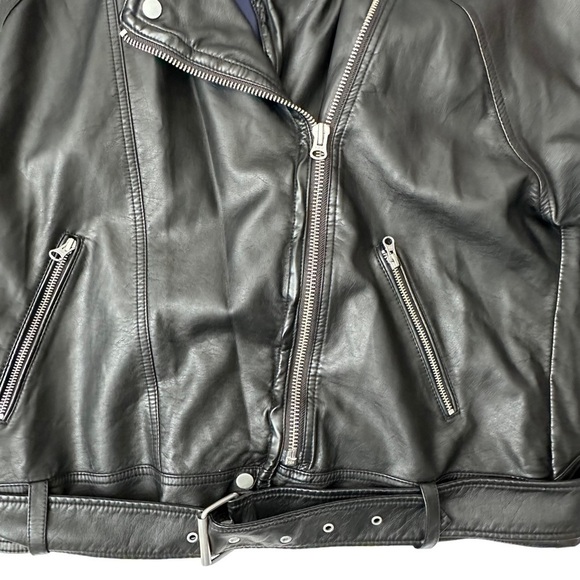 Free People Drapey Vegan Moto Jacket with Hood Size L - Picture 5 of 9